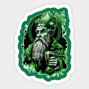 Funny Drunk Saint Patrick Drinking a Green Beer Graffiti by gnarly Sticker